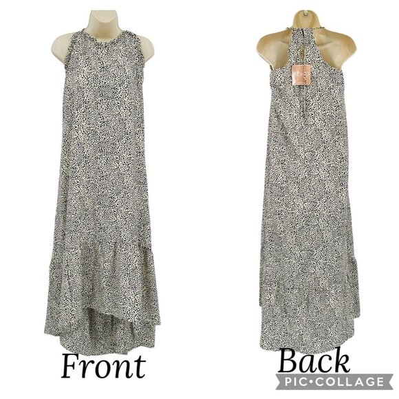 SOHO Animal Print Maxi Dress Womens Size Small Tan Black Cheetah Print Ruffle - Picture 1 of 10